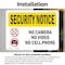 Signmission No Camera No Video No Cell Phone OSHA Security Notice Sign, Vinyl Decal, 14in W x 10in L, 2PK OS-2PACK-SN-D-1014-L-11580 - alternate 2